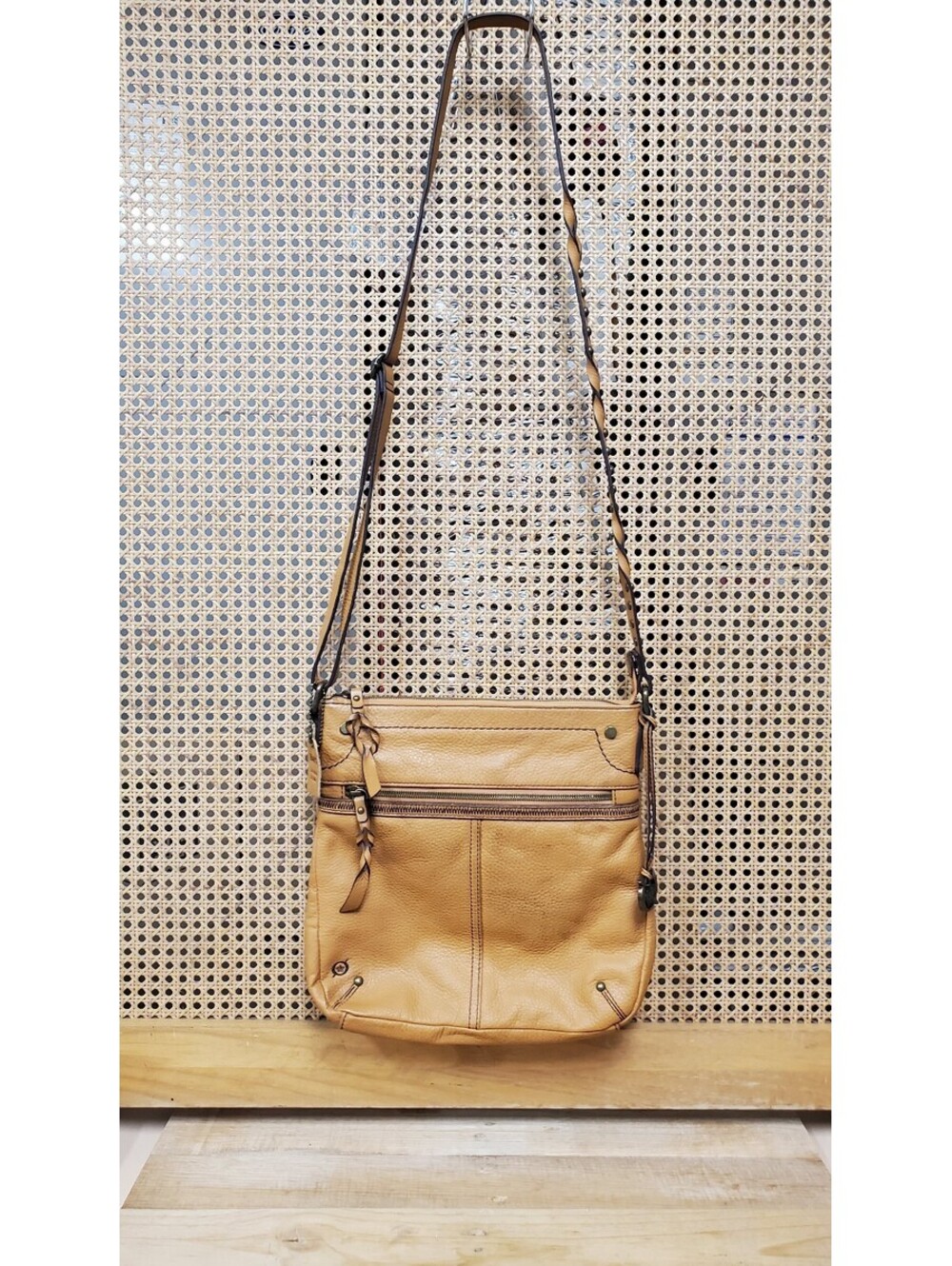 BORN "Izabel" Genuine Leather Bucket Crossbody Bag – Saddle Tan